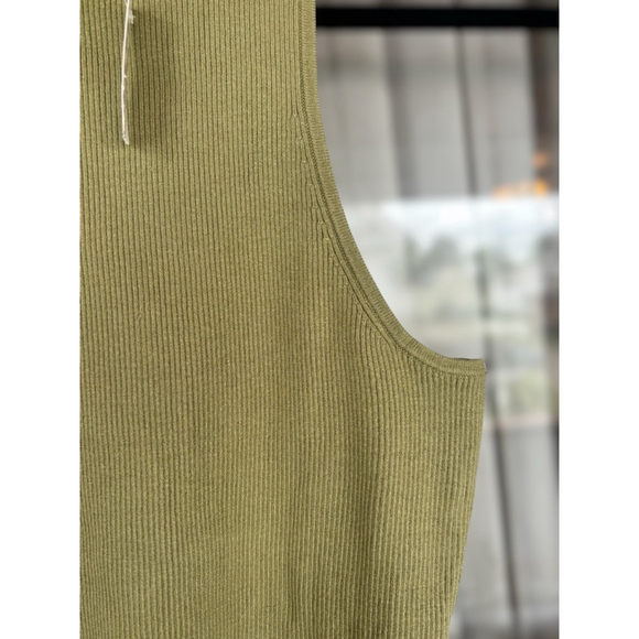 Madewell Women's Medium Green Signature Knit Cutaway Ribbed Sweater Tank Top - Picture 5 of 14